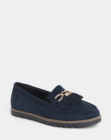 Cushion Walk Tassle Chain Trim Flat Loafers - Extra Wide Fit (EEE)
