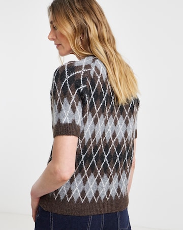 Argyle Short Sleeve Cardigan