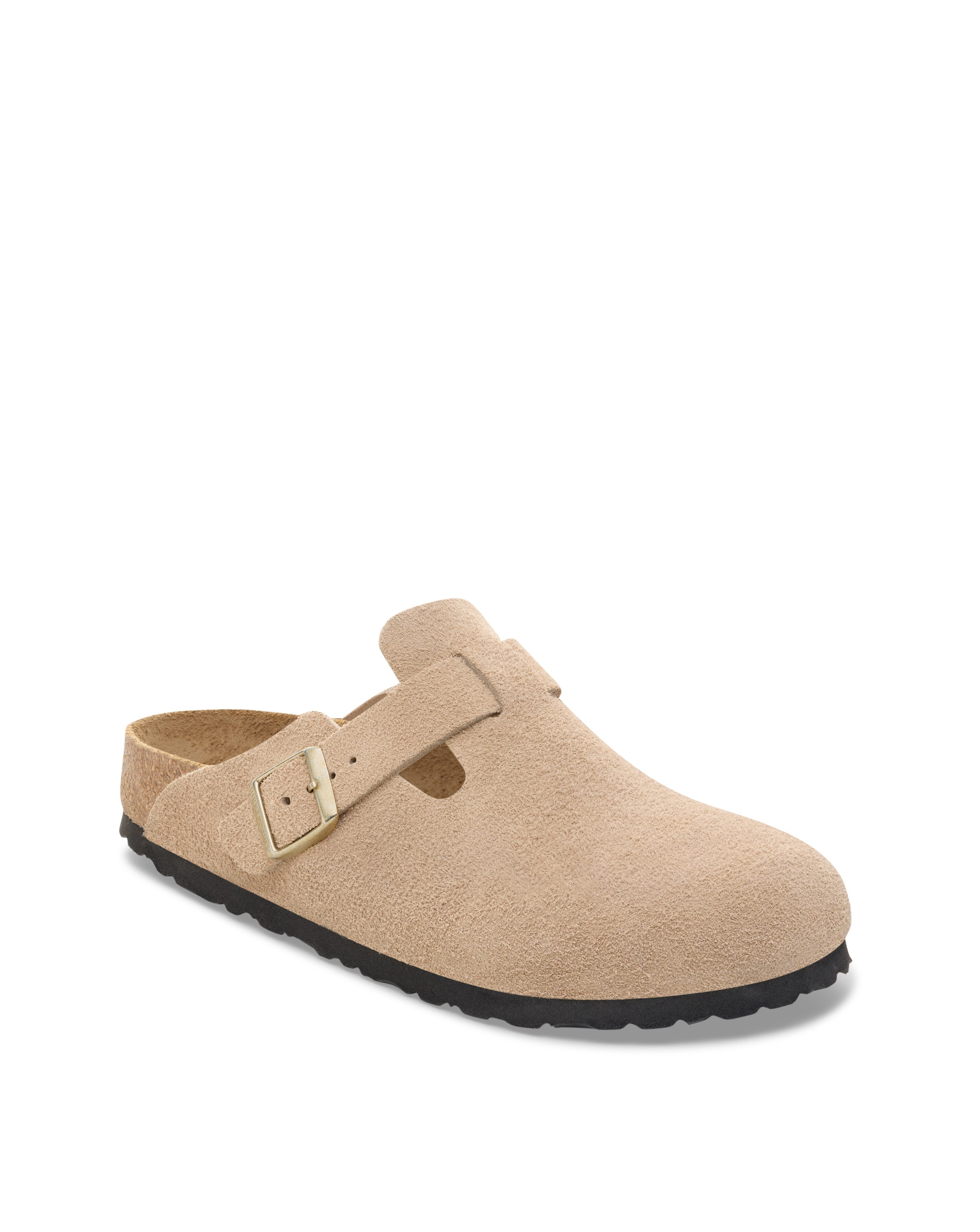 Birkenstock Boston Sandcastle Suede Mules - Standard Fit (D) | JD