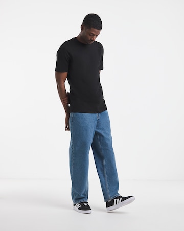 Pure Cotton Crew Neck T-Shirt Extra Long- Black