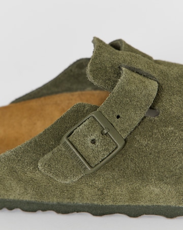 Birkenstock Classic Suede Boston Clogs - Thyme