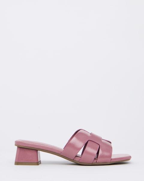 Sara Woven Mule Block Heeled Sandals - Extra Wide Fit (EEE)