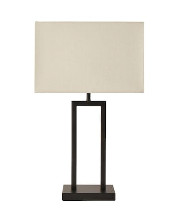 ValueLights Gloria Black Double Stem Table Lamp with Rectangular Shade