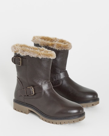 Dorinda Leather Faux Fur Ankle Boots - Wide Fit (E)