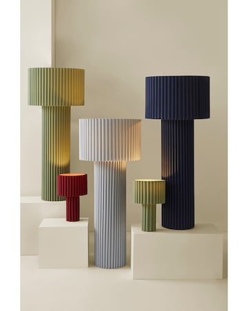 ValueLights Lenny Cherry Ribbed Fabric Table Lamp