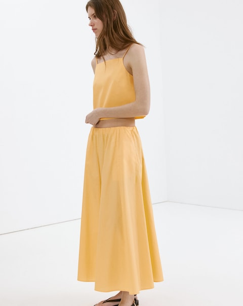 Mango Flared Cotton Midi Skirt