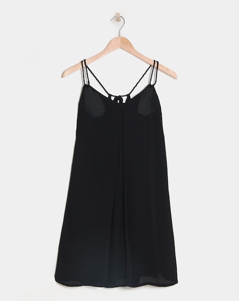 Beach to Beach Black Strappy Mini Beach Dress