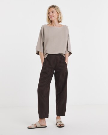 Chocolate Pinstripe Barrel Leg Trousers