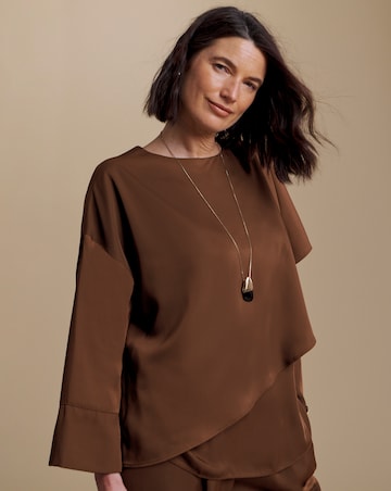 Julipa Chocolate Satin Cape Blouse