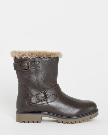 Dorinda Leather Faux Fur Ankle Boots - Wide Fit (E)