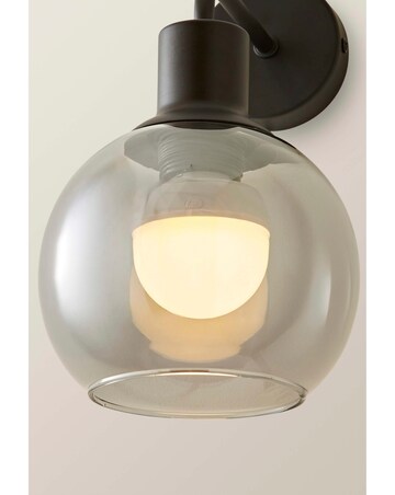 ValueLights Bellamy Black Rechargeable Smoke Glass Wall Light