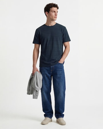 Textured Stripe Crew Neck T-Shirt Long