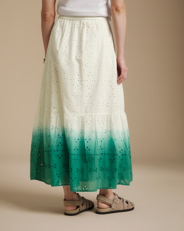 Julipa White Ombre Pure Cotton Broderie Skirt