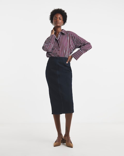 Indigo Denim Smart Pencil Skirt