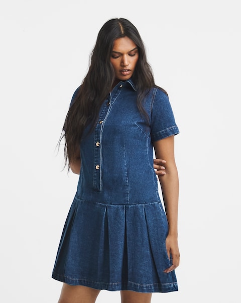 Mid Wash Denim Mod Dress