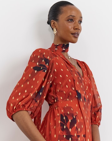 Joanna Hope Metallic Dobby Printed Maxi Dress