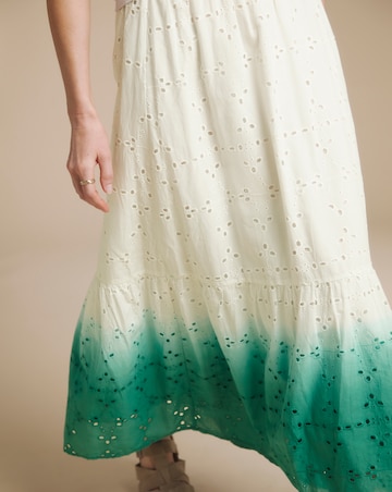 Julipa White Ombre Pure Cotton Broderie Skirt
