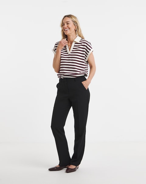 Black Tailored Straight Leg Trousers