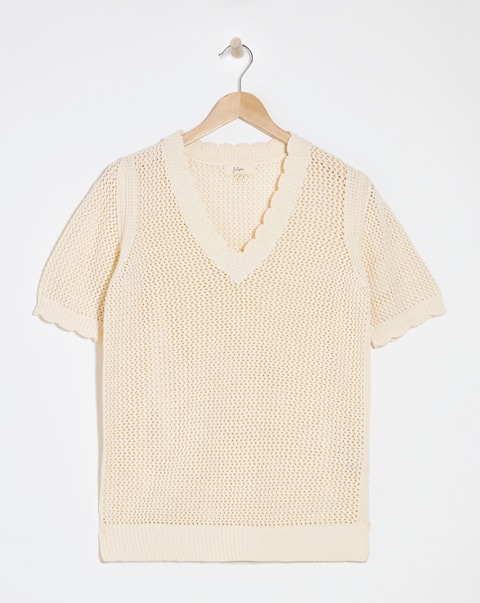 Julipa Crochet Pure Cotton Short Sleeve Jumper