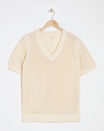Julipa Crochet Pure Cotton Short Sleeve Jumper