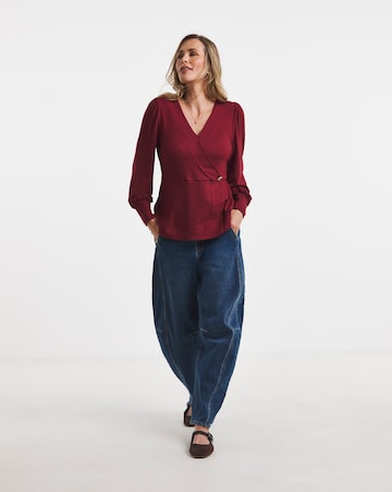 Mulberry V Neck Wrap Long Sleeve Cosy Top