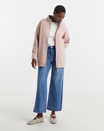 Blush Zip Through Longline Fleece
