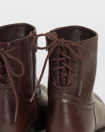 Jasmin Leather Flat Ankle Boots - Wide Fit (E)