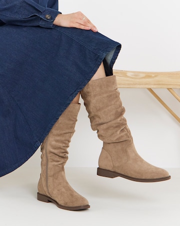 Pebble Knee High Ruched Boots - Standard Fit (D) & Standard Calf