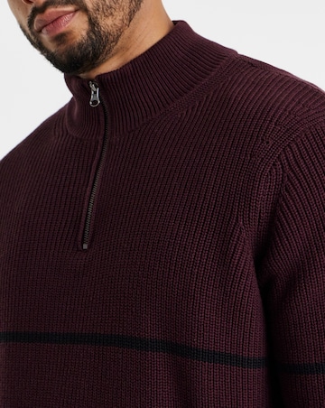 Fisherman Stripe 1/4 Zip Knitted Jumper