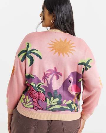 Tropical Landscape Graphic Print Cardigan