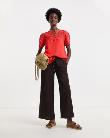 Crinkle Crochet Trim Top