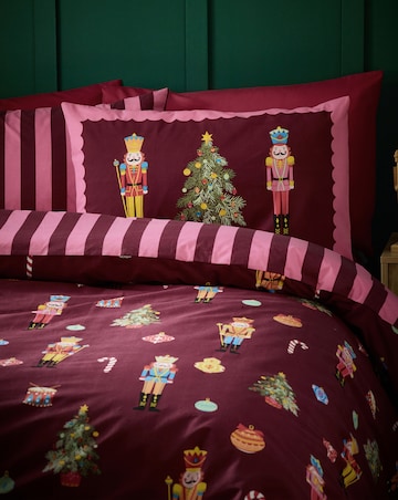 Catherine Lansfield Christmas Nutcracker Stripe Duvet Cover Set