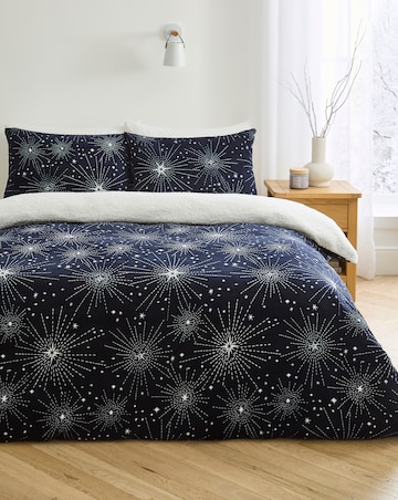 Winter Star Fleece Duvet Cover Set Sherpa Reverse