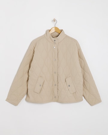 Neutral Washed Quilted Short Jacket