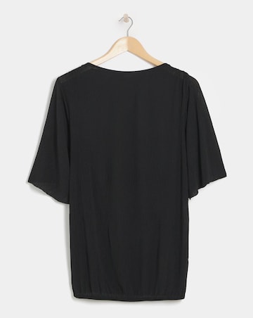 Angel Sleeve Bubble Hem Textured Top