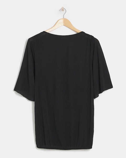Angel Sleeve Bubble Hem Textured Top