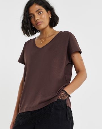 Simply Be Black And Brown Lace 2 in 1 T-Shirt