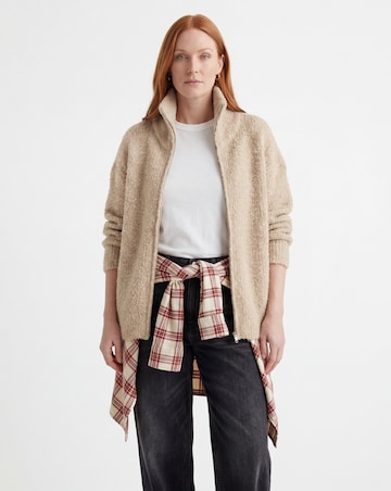 Boucle Zip Through Cardigan