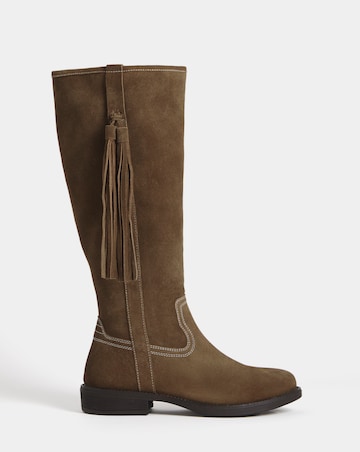 Abby Suede Tassle Knee High Boots - Extra Wide Fit (EEE) & Super Curvy Calf