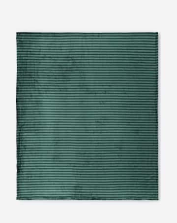 Printed Stripe Fleece Throw - Forest Green