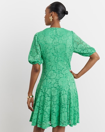 Joanna Hope Green Lace Skater Dress