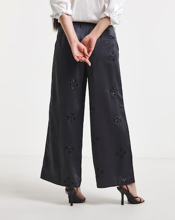 Grey Sequin Spot Satin Trousers