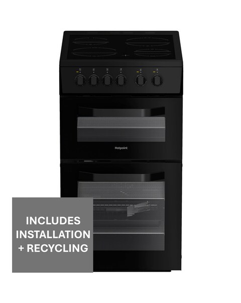 Hotpoint HTE5VCB 50cm Electric Twin Cooker with Ceramic Hob - Black Installation