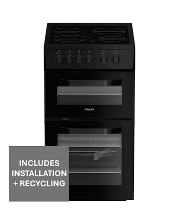 Hotpoint HTE5VCB 50cm Electric Twin Cooker with Ceramic Hob - Black Installation