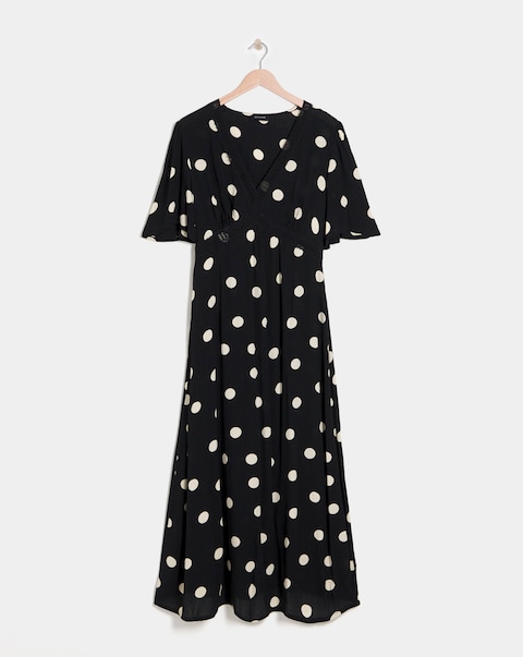 Textured Crinkle Lace Trim Maxi Dress