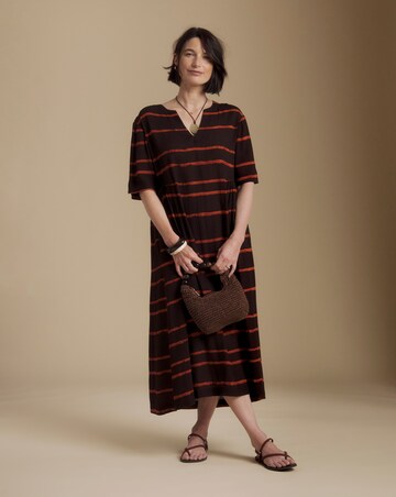 Julipa Stripe Crinkle Midi Dress