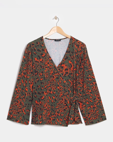 Flared Sleeve Wrap Top