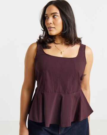 Simply Be Burgundy Corset Detail Top