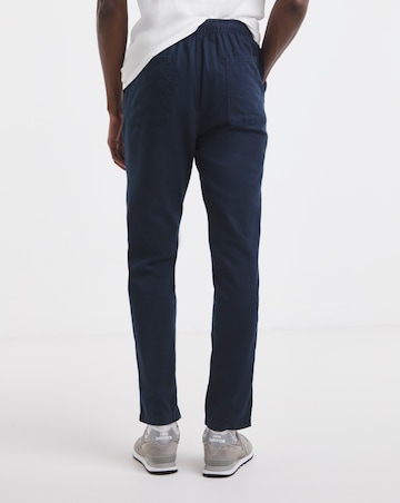Linen Blend Tapered Elasticated Trouser