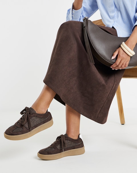Alexa Chunky Retro Mixed Material Trainers - Wide Fit (E)